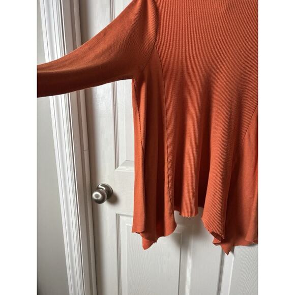 t.la Anthropologie long sleeve orange waffle shirt women's M - Picture 2 of 5